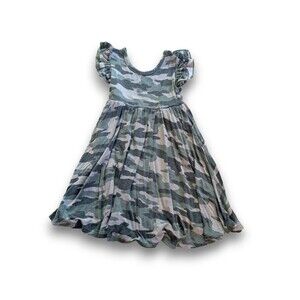Play by Little Sleepies Dress Green Camo Camoflauge Stars Bamboo Girls 4T